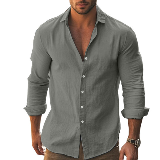Herren Elegantes Langarmhemd mit modernem Kragen und hochwertiger Baumwollstruktur EB