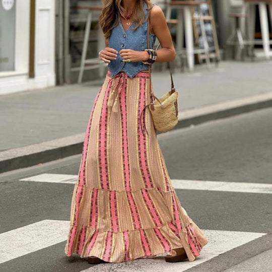 Damen Maxikleid mit fröhlichem Muster EB