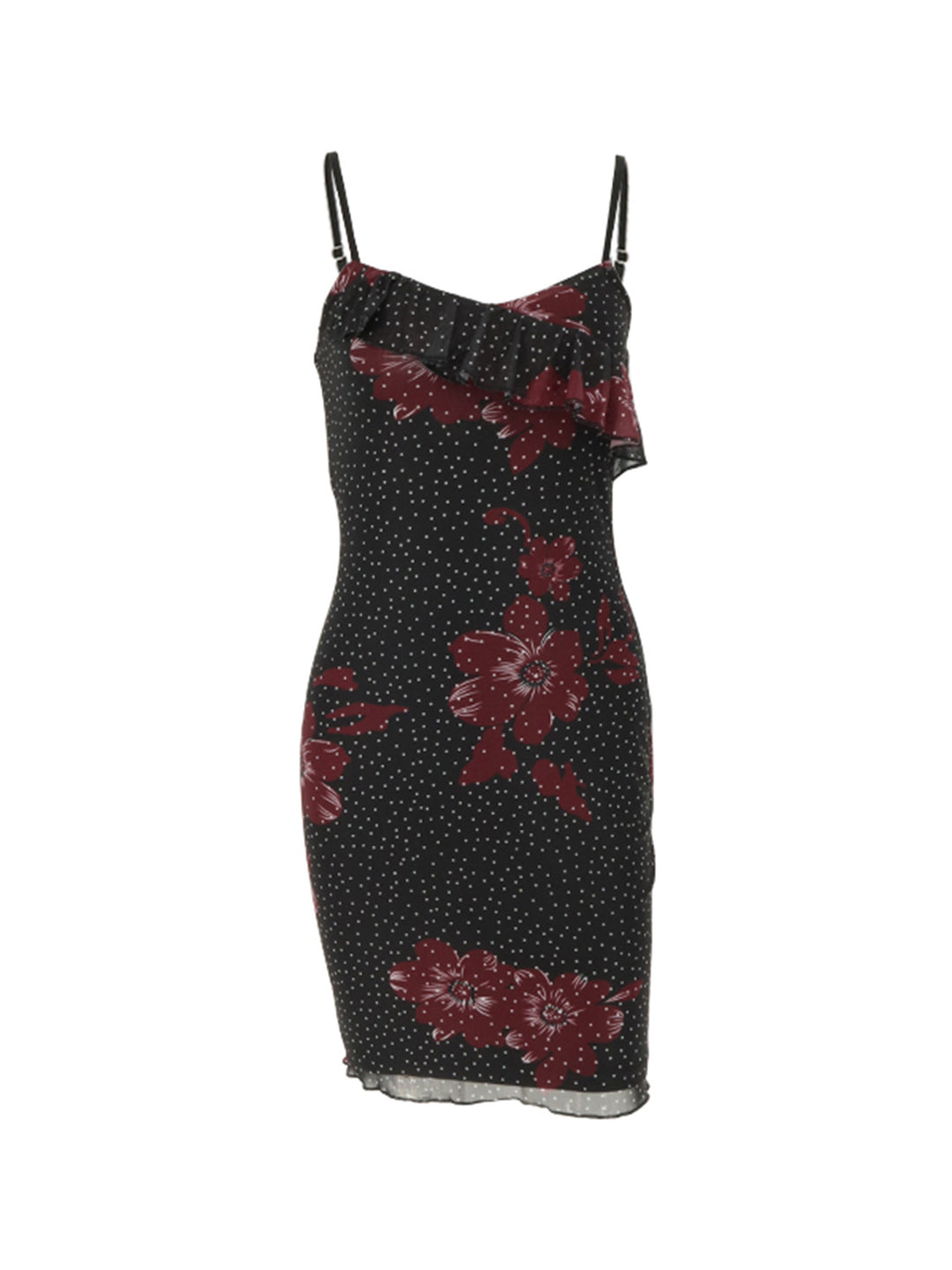 Damen figurbetontes Sommerkleid mit Rüschendetails und floralem Design EB