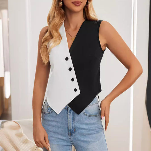 Damen Elegante Weste mit asymmetrischem Schnitt und Knopfdetails EB