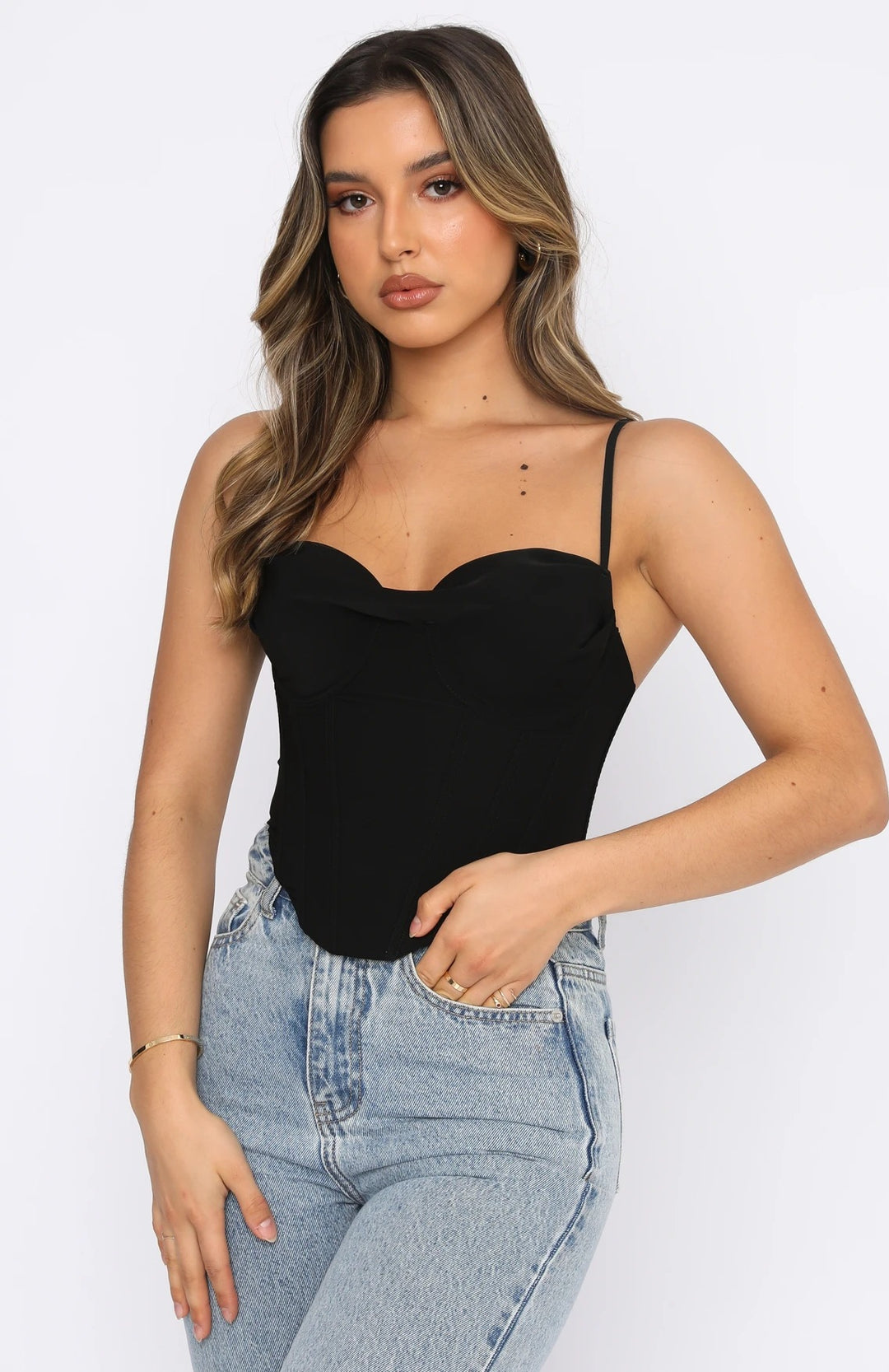 Damen Bustier-Oberteil mit Reißverschluss und feiner Raffung EB