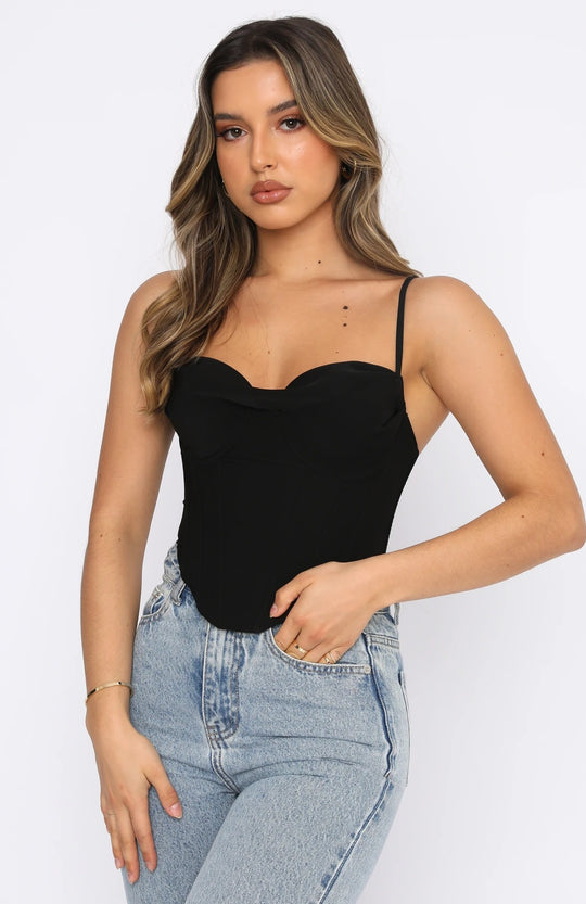Damen Bustier-Oberteil mit Reißverschluss und feiner Raffung EB