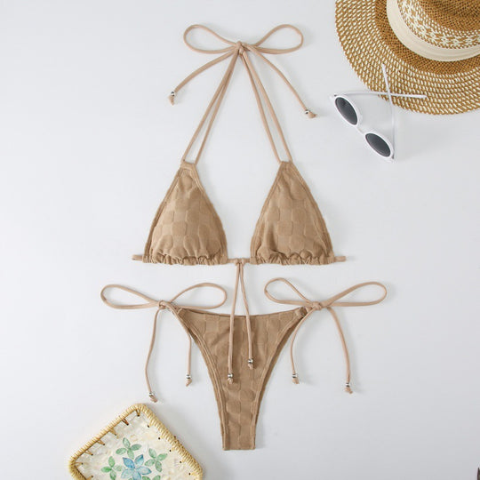 Damen Triangel-Bikini mit verstellbaren Trägern und hohem Beinausschnitt EB