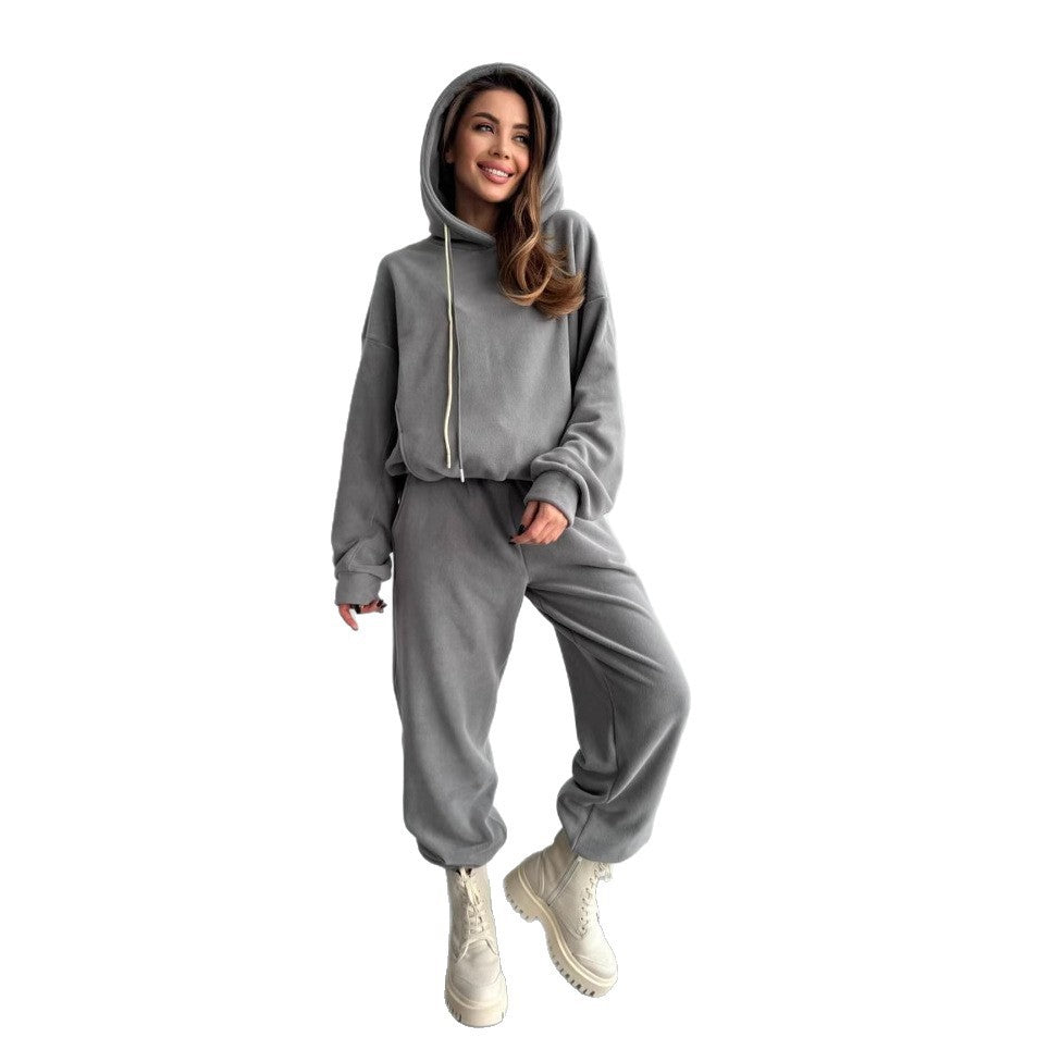Damen Oversize-Fleece-Hoodie mit Kapuze und taillierter Tapered-Jogginghose EB