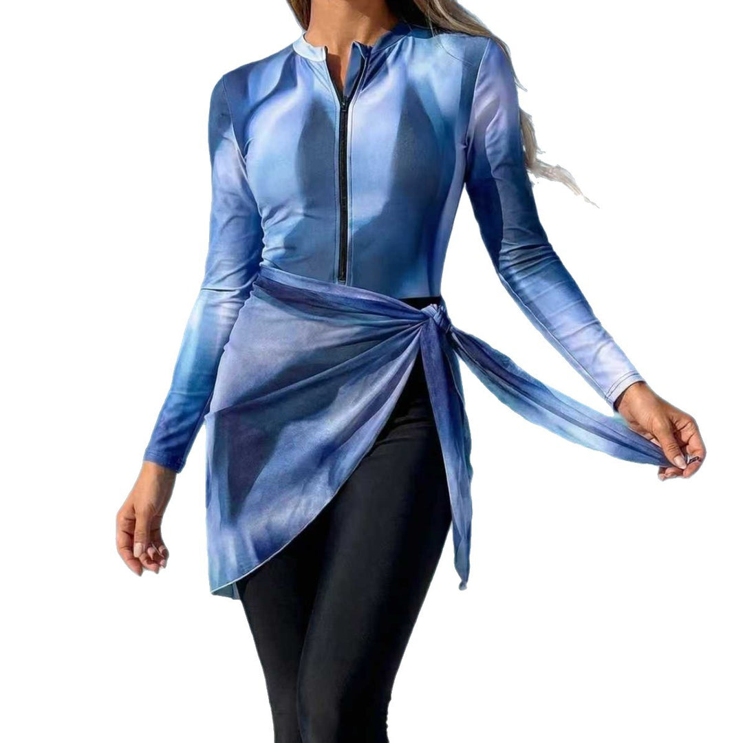 Damen modischer Rashguard mit asymmetrischem Wickeldesign EB