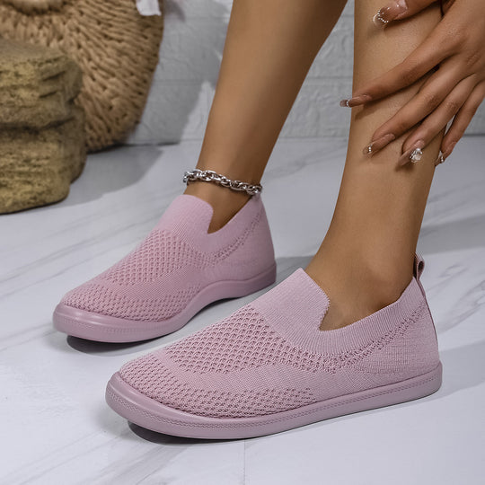 Damen Slip-On Sneakers mit atmungsaktivem Strickoberteil und flexiblem Sohlenprofil EB