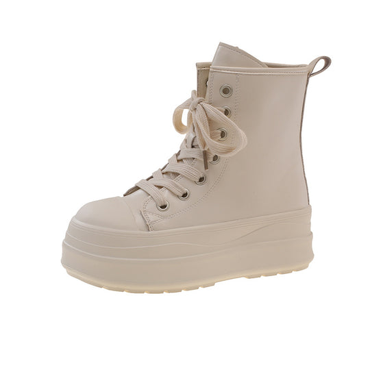 Damen hohe Sneakers mit Plateau-Sohle und elegantem Schnürsystem EB