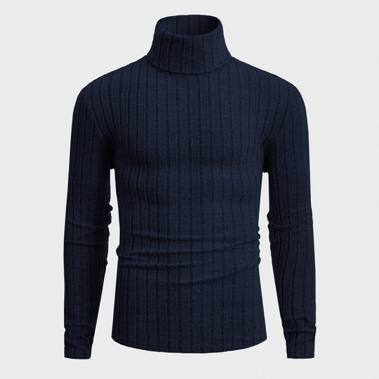 Damen Strickpullover mit hohen Kragen und feiner Rippenstruktur EB