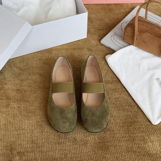 Damen Ballerinas mit modischem Riemchen und samtigem Obermaterial EB