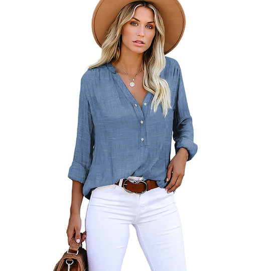Damen Leichte und luftige Bluse mit Knopfleiste EB