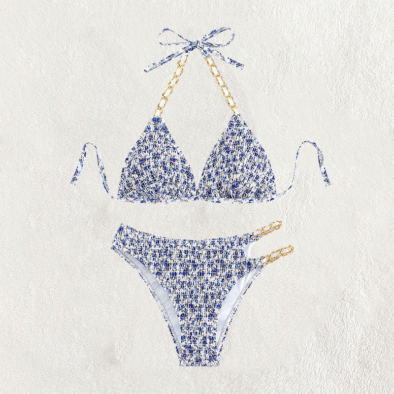 Damen Triangel-Bikini mit eleganten Kettenverzierungen EB
