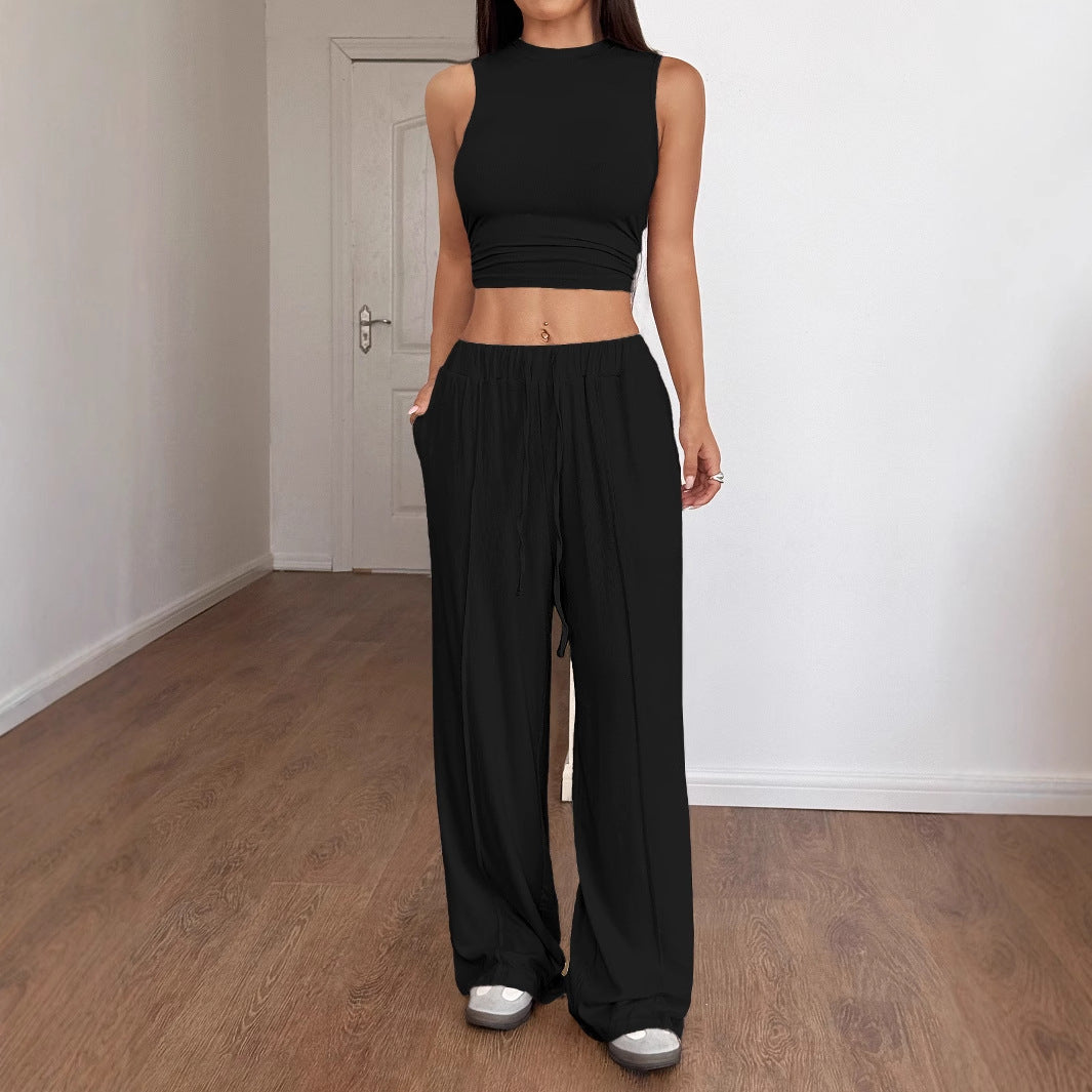 Damen Modisches Crop-Top mit lockerer Hose EB