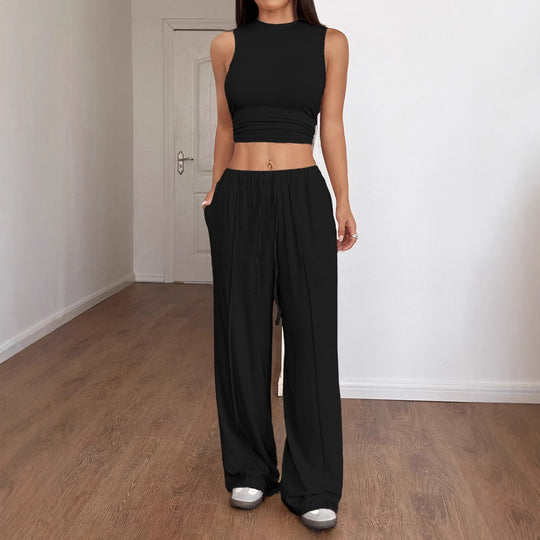Damen Modisches Crop-Top mit lockerer Hose EB