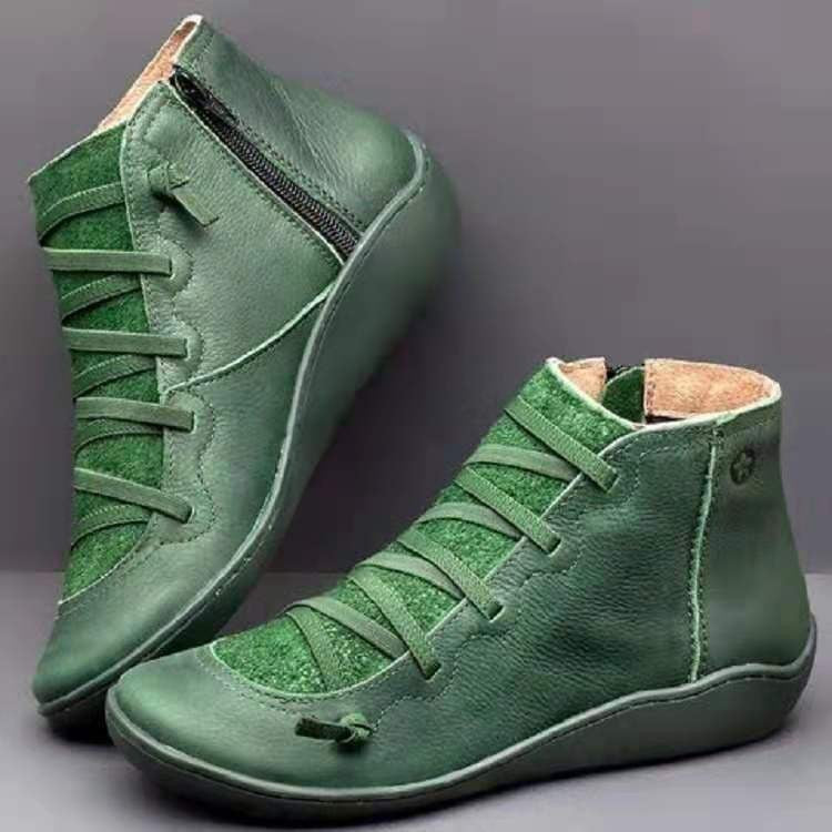 Damen Sneaker-Boots aus geschmeidigem Leder mit innovativem Schnür- und Reißverschlussdesign EB