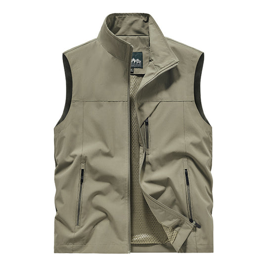 Herren Atmungsaktive Softshell-Outdoorweste mit Mesh‑Innenfutter und Reißverschlusstaschen EB