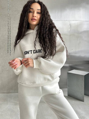 Damen Oversized Hoodie- und Jogginghose-Set aus French-Terry mit Statement-Print EB