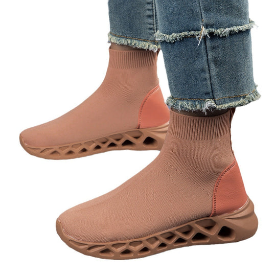 Damen High-Top Sneakers mit elastischem Obermaterial und rutschfester Sohle EB