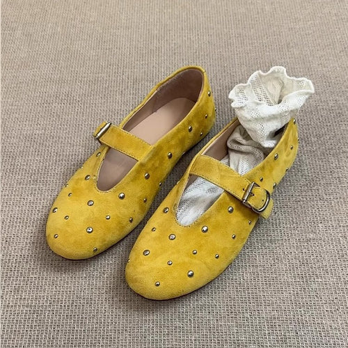 Damen elegante Ballerinas mit dekorativen Schmucksteinen und modischem Riemchen EB