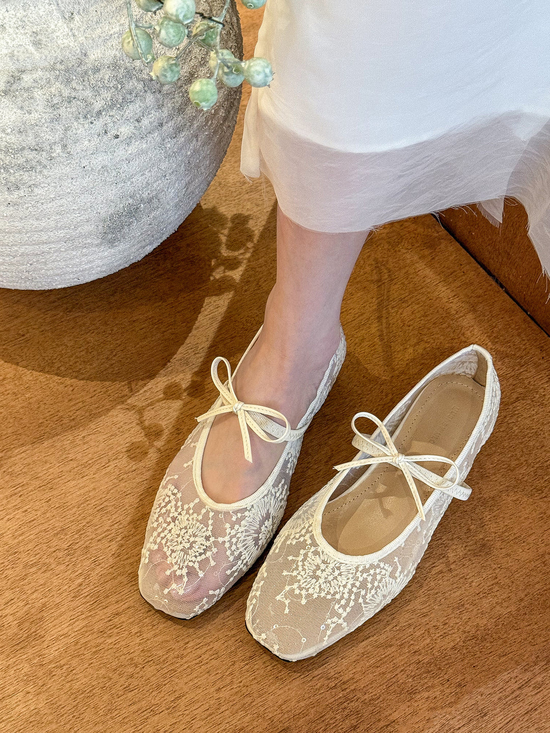 Damen elegante Ballerinas mit verspieltem Schleifendesign EB