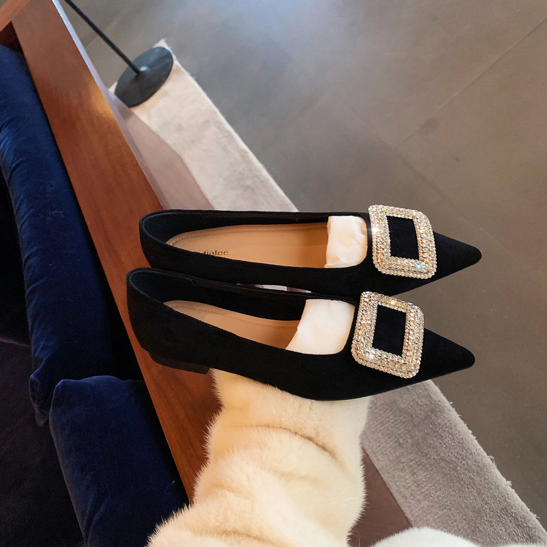 Damen elegante Ballerinas mit funkelnder Schnallenapplikation EB