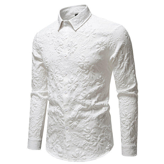 Herren Langarmhemd mit detailreicher Blumenstickerei EB