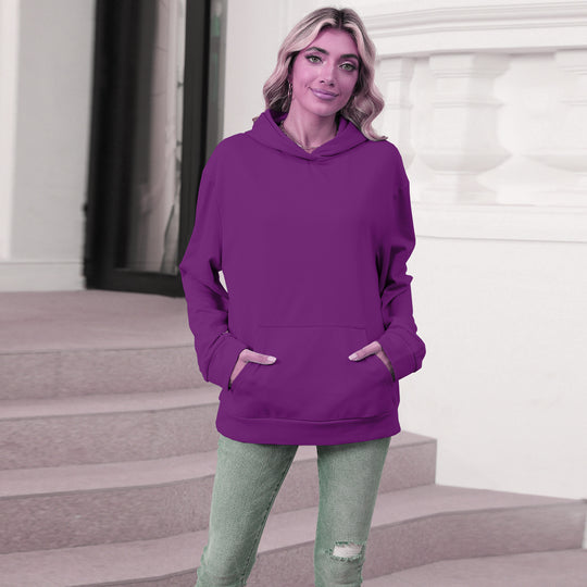 Damen nan weicher Oversize-Kapuzenpullover mit asymmetrischem Saum Kängurutasche und überschnittener Schulter EB