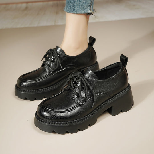 Damen Trendige Schnürschuhe mit robustem Blockabsatz und modischem Obermaterial EB
