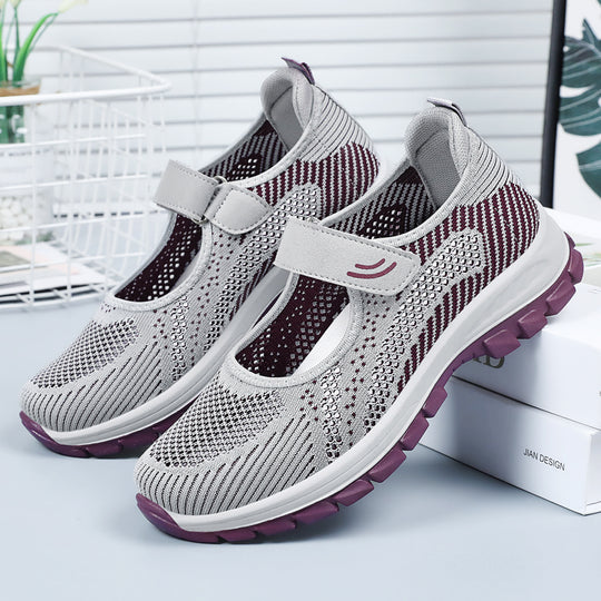 Damen Sportliche Sneakers mit rutschfestem Klettverschluss und atmungsaktivem Obermaterial EB