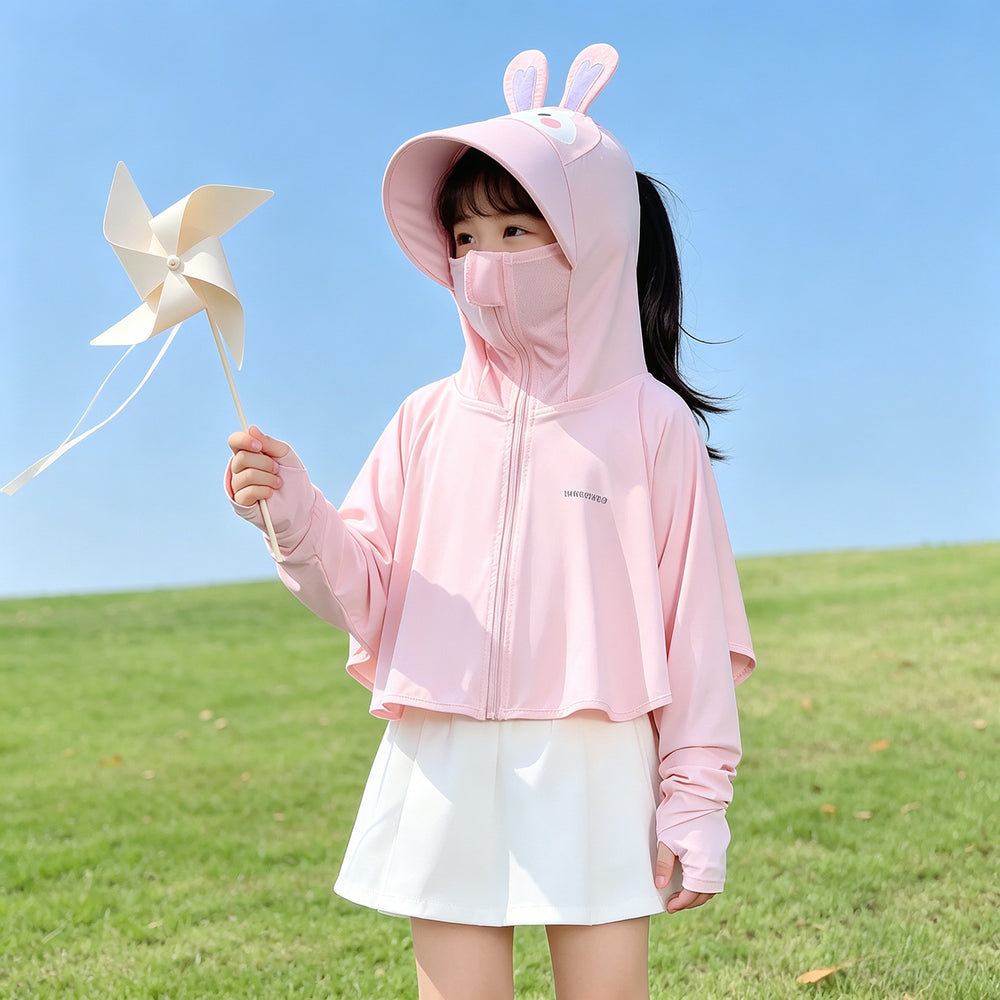 Mädchen multifunktionale Sonnenjacke mit integrierter Kapuze EB