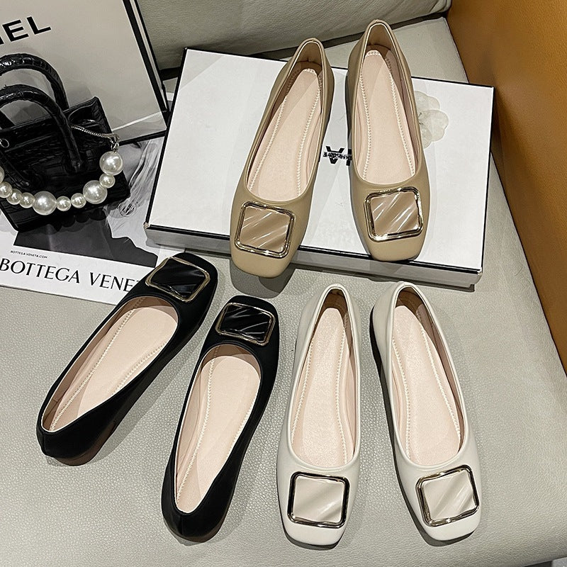 Damen elegante Ballerinas mit modischem Quadrat-Detail EB