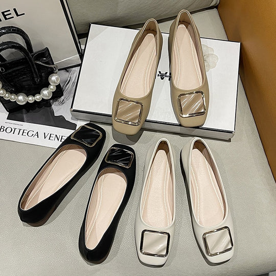 Damen elegante Ballerinas mit modischem Quadrat-Detail EB
