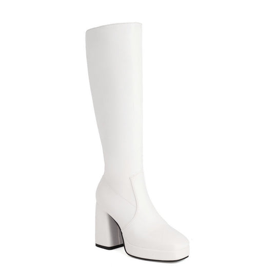 Leder-Plateau-Stiefel mit Blockabsatz - Ursula EB