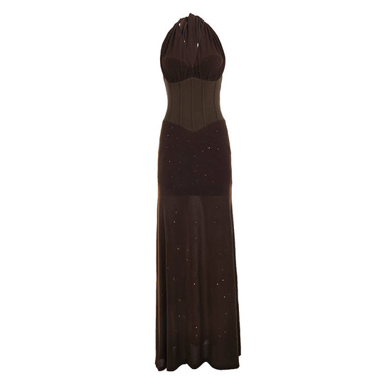 Damen Elegantes Maxikleid mit schimmernden Akzenten und figurformendem Oberteil EB