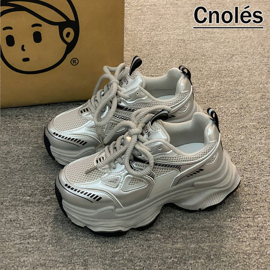 Damen Modische Chunky Sneakers mit atmungsaktiver Mesh-Oberfläche und ausgeprägtem Profil EB