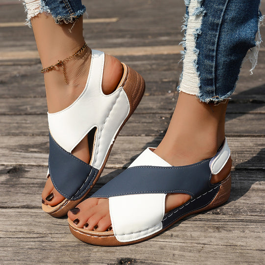 Damen Wedge-Pantoletten mit elegantem Kreuzriemen und rutschfester Sohle EB