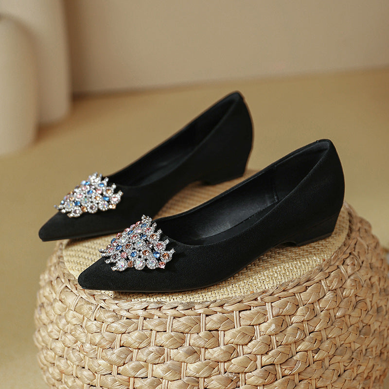 Damen elegante Ballerinas mit funkelnder Schmuckapplikation EB