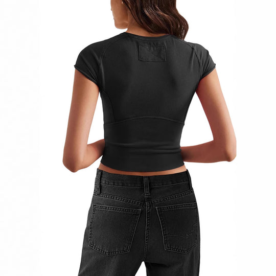 Damen Crop-Top mit figurbetonendem Schnitt und sportlichem Design EB