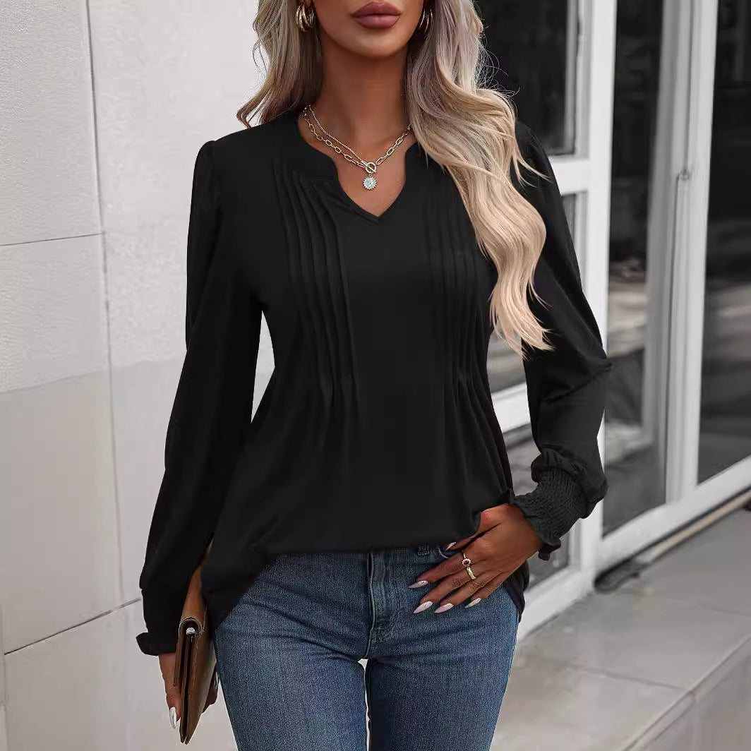 Damen Langarmshirt mit eleganter Rüsche EB