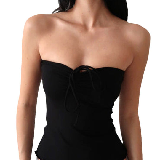 Damen Bandeau-Top mit zarten Rüschendetails und verstellbaren Trägern EB