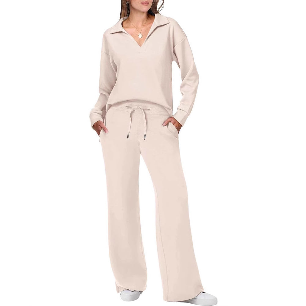 Damen lässiges Lounge-Set mit weitem Schnitt und gemütlichem V-Ausschnitt EB