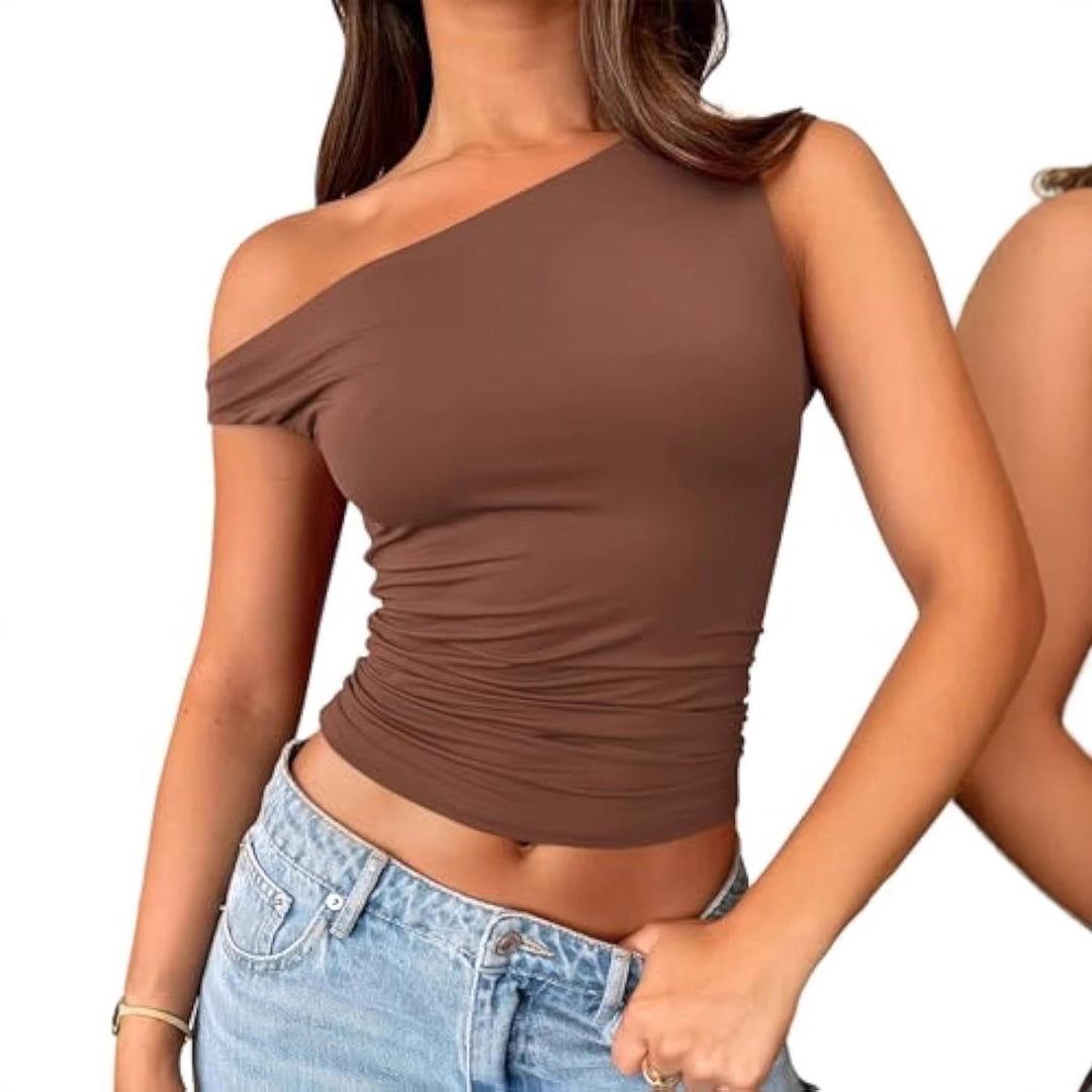 Damen asymmetrisches Oberteil mit Raffung EB