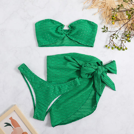 Damen Bandeau-Bikini mit elegantem Binde-Rock und raffinierten Details EB