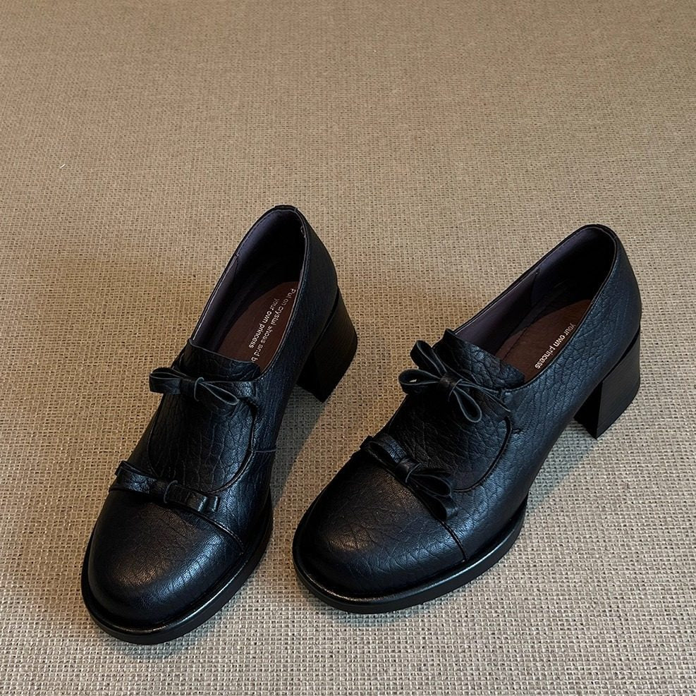 Damen elegante Schnürschuhe mit dekorativen Schleifen und komfortablem Blockabsatz EB