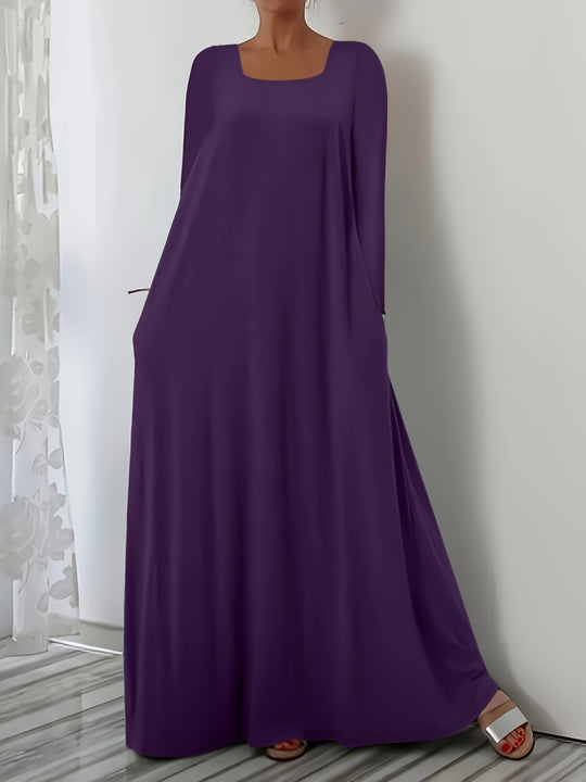 Damen Weit geschnittenes Maxikleid mit praktischen Taschen EB