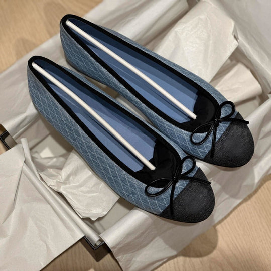 Damen Ballerinas mit elegantem Schleifendetail und modernem Textiloberteil EB