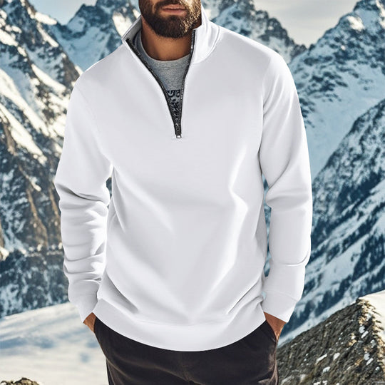 Herren nan komfortables Halbzip-Sweatshirt mit Stehkragen, leicht angerauter Innenseite und geripptem Saum EB