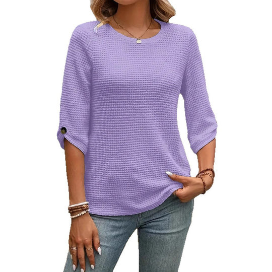 Damen Lässiges Langarmshirt mit strukturiertem Gewebe EB