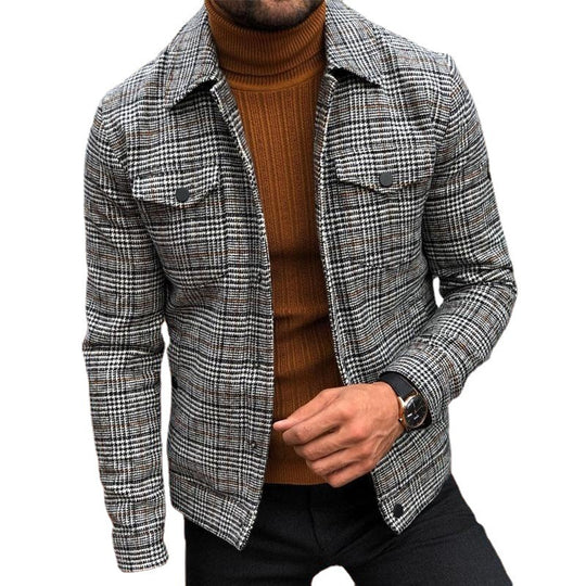 Herren modische Karojacke mit praktischen Brusttaschen und figurschmeichelndem Schnitt EB