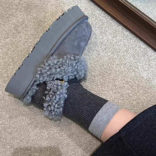 Damen Gemütliche Fell-Clogs mit weichem Innenfutter und rutschfester Sohle EB