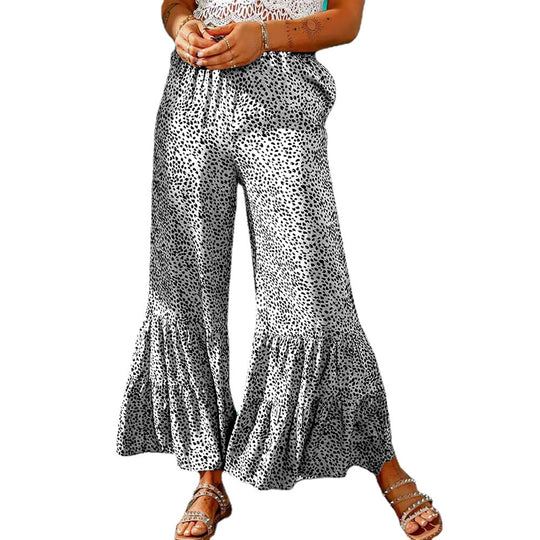 Damen Weite Palazzo-Hose mit voluminösem Saum und elastischem Bund EB